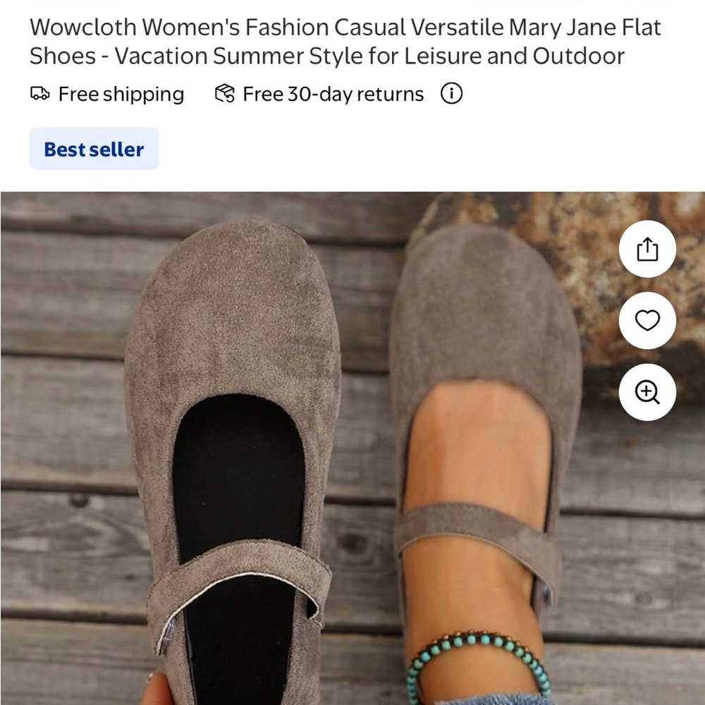 Women's Gray Mary Jane Flat Shoes